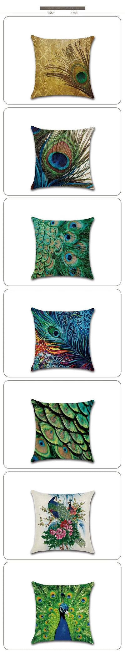 Peacock Feather Printed Pillow Cover Vintage Style Cushion Cover For Home Decor Indoor Sofa Decorations New Year Gift Cotton Linen Pillow Cases,Peacock Feather Decorative Cushion Cover Pillowcase Indoor Sofa Decorations 45x45cm