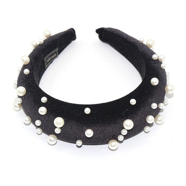 Pearl Headband Special Design Pearl Stone Velvet Hairbands Handmade Women Crown Sponge Thick Head Hoop for Girls Gorgeous Hair Accessories For Women