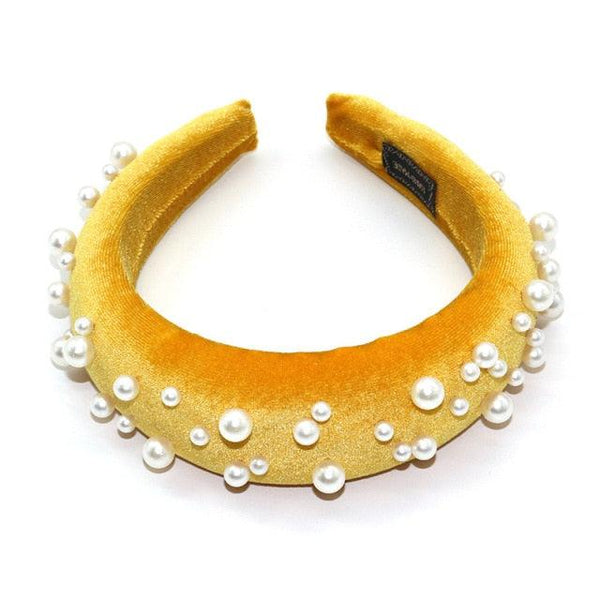 Pearl Headband Special Design Pearl Stone Velvet Hairbands Handmade Women Crown Sponge Thick Head Hoop for Girls Gorgeous Hair Accessories For Women