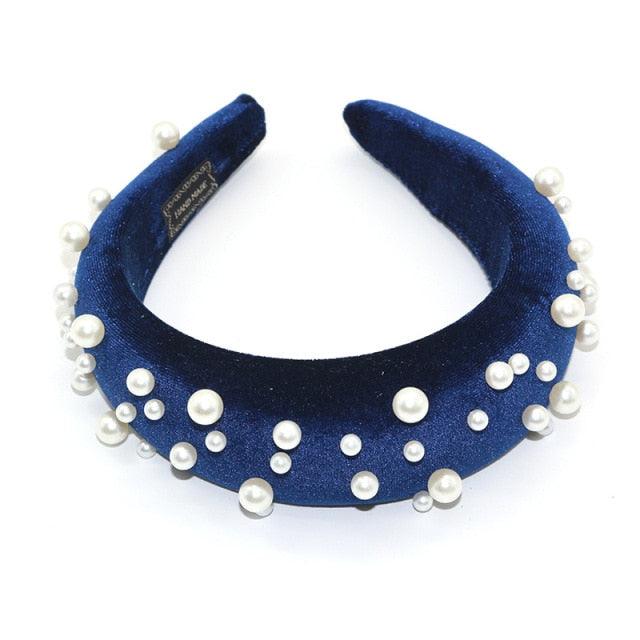 Pearl Headband Special Design Pearl Stone Velvet Hairbands Handmade Women Crown Sponge Thick Head Hoop for Girls Gorgeous Hair Accessories For Women