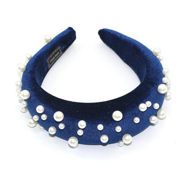 Pearl Headband Special Design Pearl Stone Velvet Hairbands Handmade Women Crown Sponge Thick Head Hoop for Girls Gorgeous Hair Accessories For Women