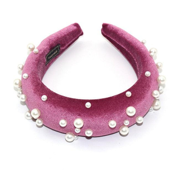 Pearl Headband Special Design Pearl Stone Velvet Hairbands Handmade Women Crown Sponge Thick Head Hoop for Girls Gorgeous Hair Accessories For Women