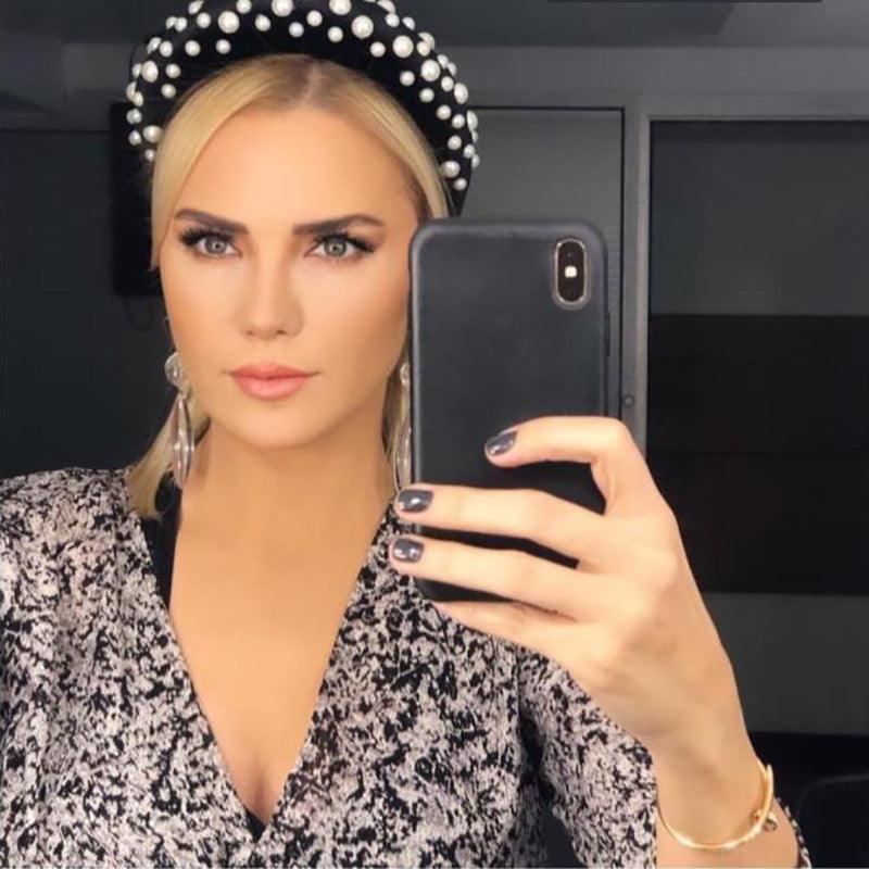 Pearl Headband Special Design Pearl Stone Velvet Hairbands Handmade Women Crown Sponge Thick Head Hoop for Girls Gorgeous Hair Accessories For Women