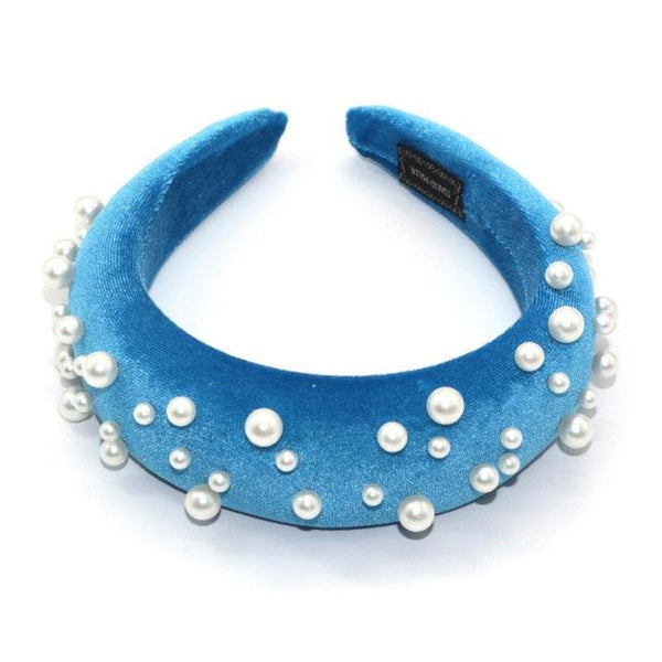Pearl Headband Special Design Pearl Stone Velvet Hairbands Handmade Women Crown Sponge Thick Head Hoop for Girls Gorgeous Hair Accessories For Women