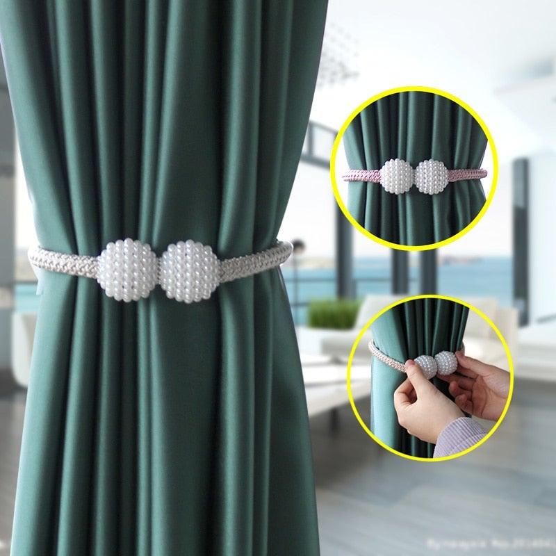 Pearl Magnetic Curtain Clip Curtain Holder Tieback Buckle Clips Hanging Ball Buckle Tie Back Curtain Accessories Home Decor  Decorative Curtain Holdbacks Crystal Tie Backs For Curtains Curtain Holders For Window Draperies