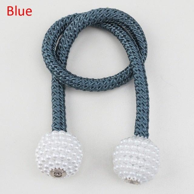 Pearl Magnetic Curtain Clip Tieback Home Decor Buckle Curtain Holder Hanging Ball Rope Straps Holdbacks Room Accessories Strong Magnetic Curtain Tiebacks Pearl Decorative Rope Window Holdbacks For Drapes Home Office