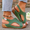 Peep Toe Cutout Wedge Sandals - Green / 38