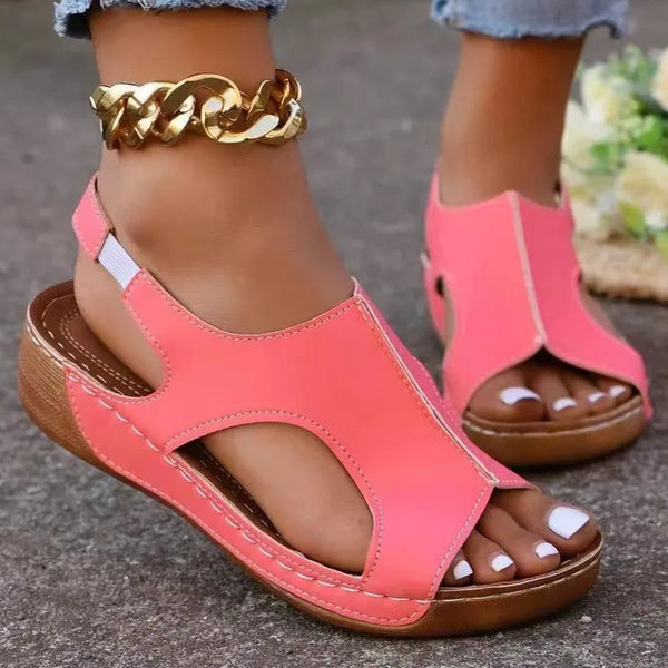 Peep Toe Cutout Wedge Sandals