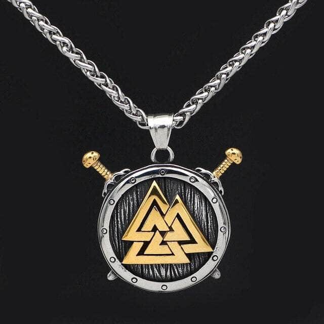 Vikings Valknut and Sword Stainless Steel Necklace Ancient Treasures