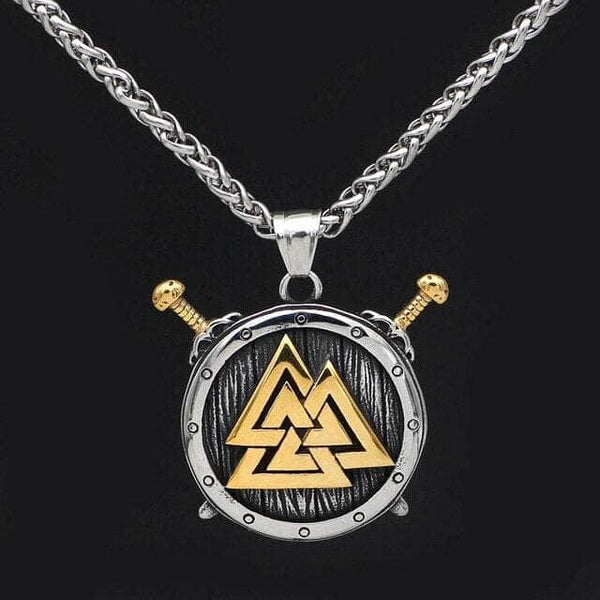 Vikings Valknut and Sword Stainless Steel Necklace Ancient Treasures