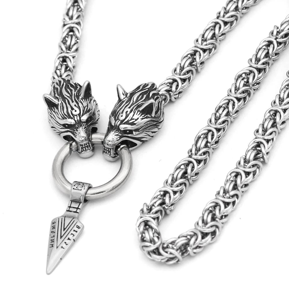 Vikings Fenrir Gungnir Stainless Steel Necklace Ancient Treasures