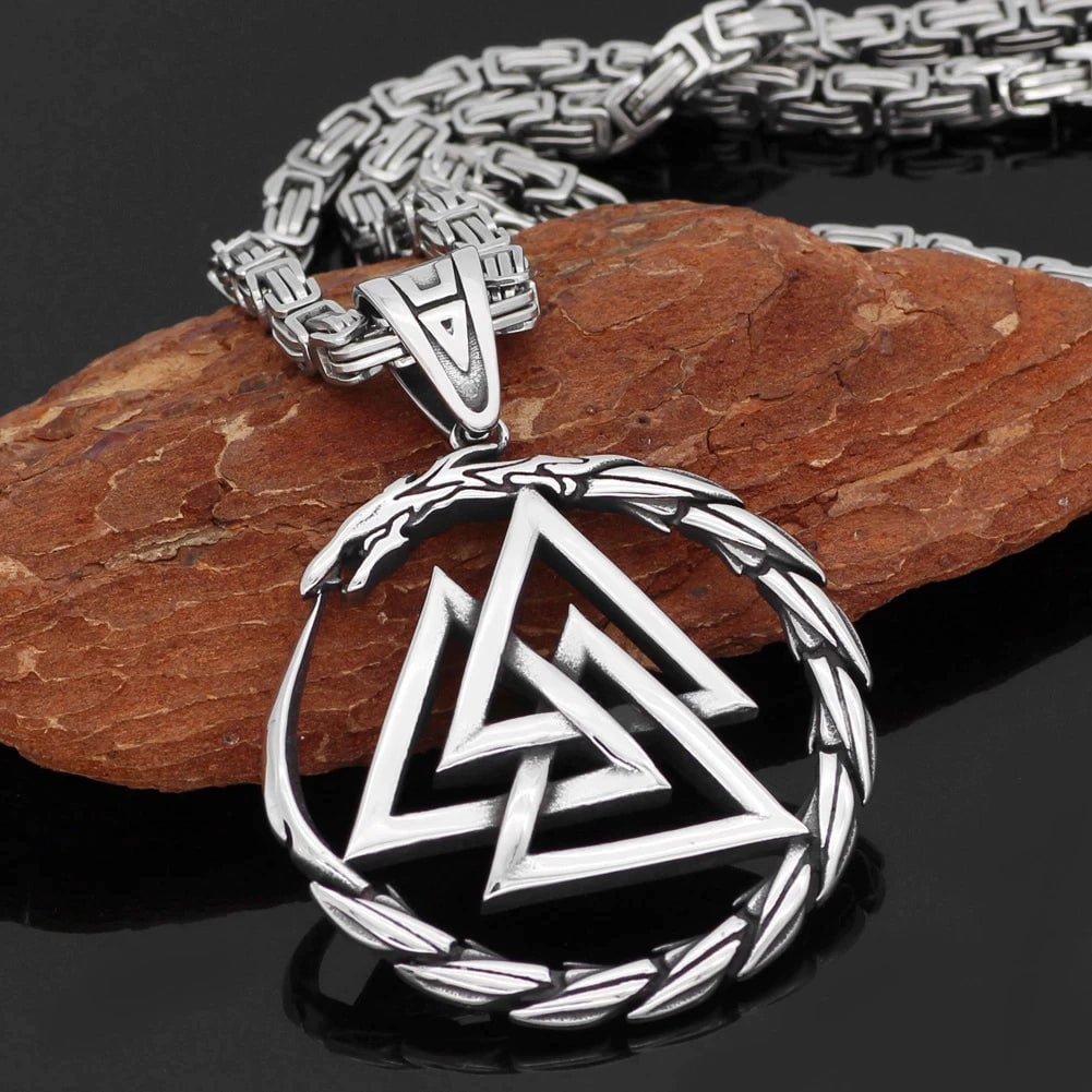 Vikings Dragon Valknut Stainless Steel Necklace Ancient Treasures