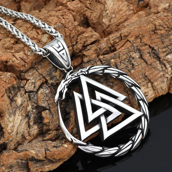Vikings Dragon Valknut Stainless Steel Necklace Ancient Treasures