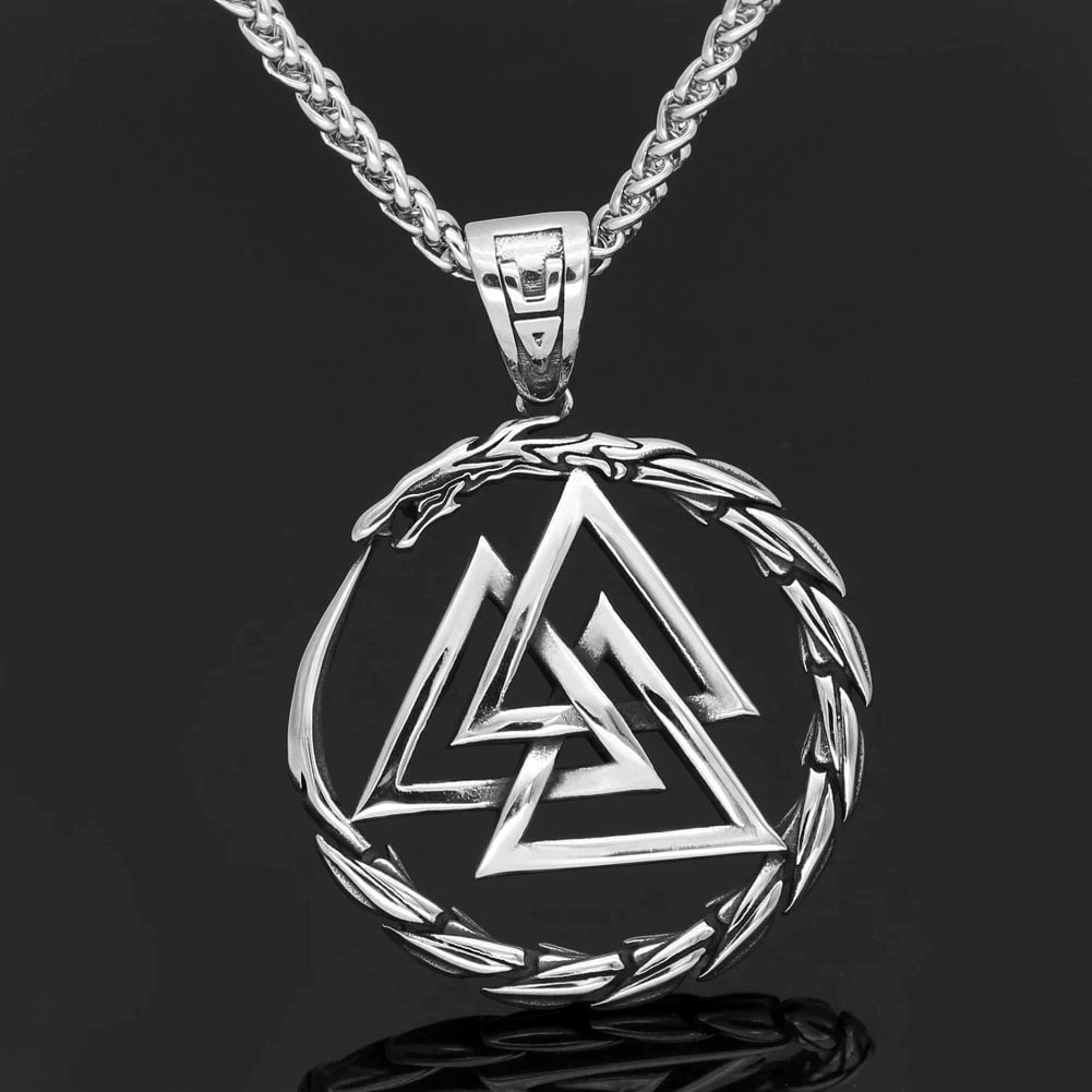 Vikings Dragon Valknut Stainless Steel Necklace Ancient Treasures