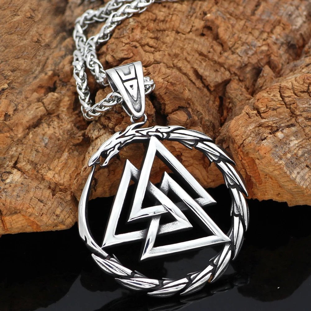 Vikings Dragon Valknut Stainless Steel Necklace Ancient Treasures