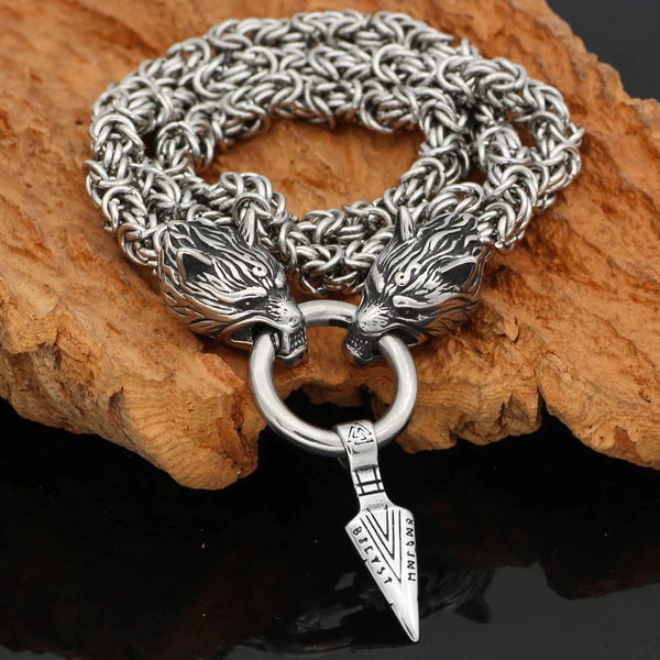 Vikings Fenrir Gungnir Stainless Steel Necklace Ancient Treasures