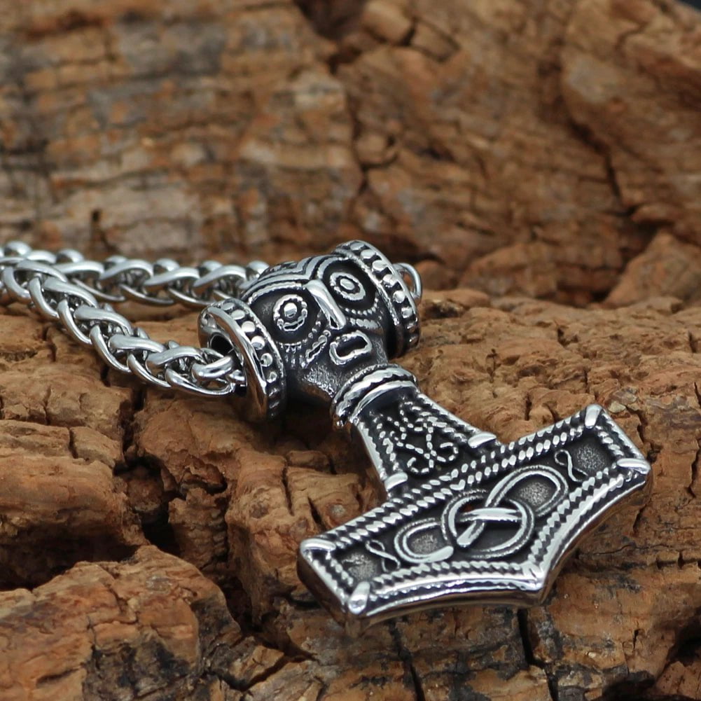 Vikings Mjolnir and Celtic Knot Stainless Steel Necklace Ancient Treasures