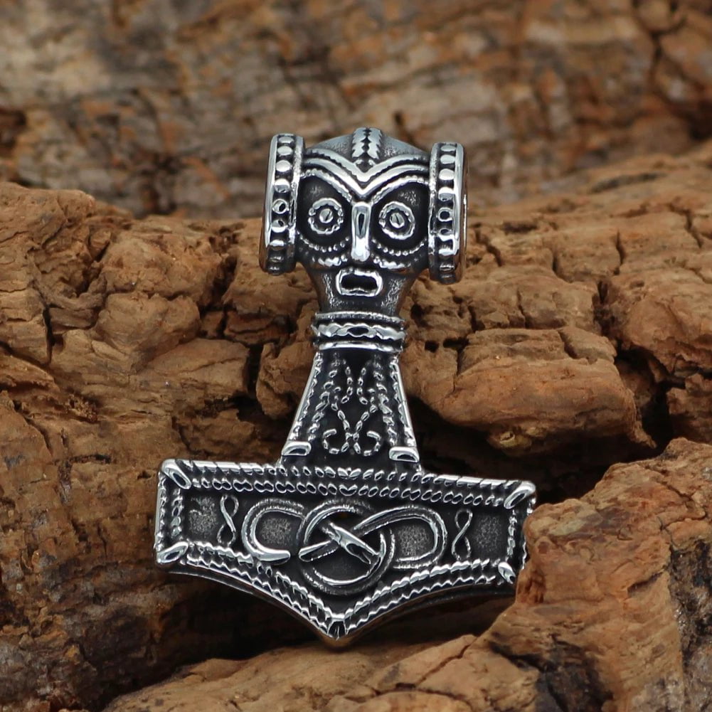 Vikings Mjolnir and Celtic Knot Stainless Steel Necklace Ancient Treasures