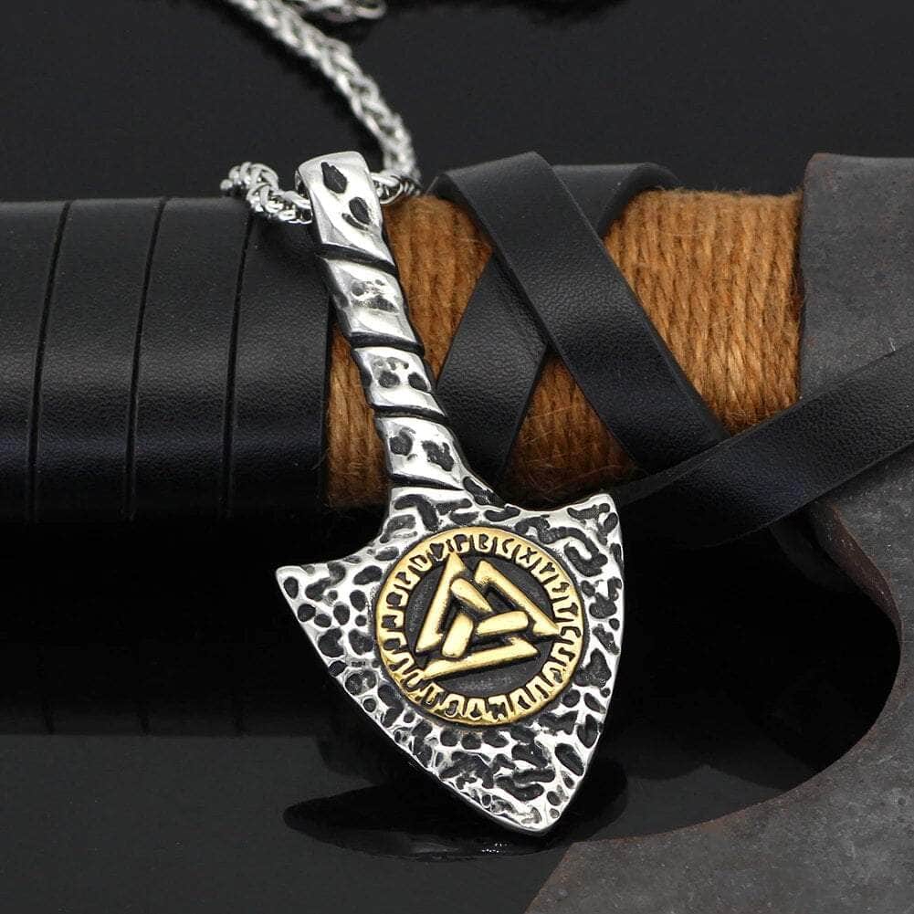 Vikings Runes and Valknut Stainless Steel Necklace Ancient Treasures