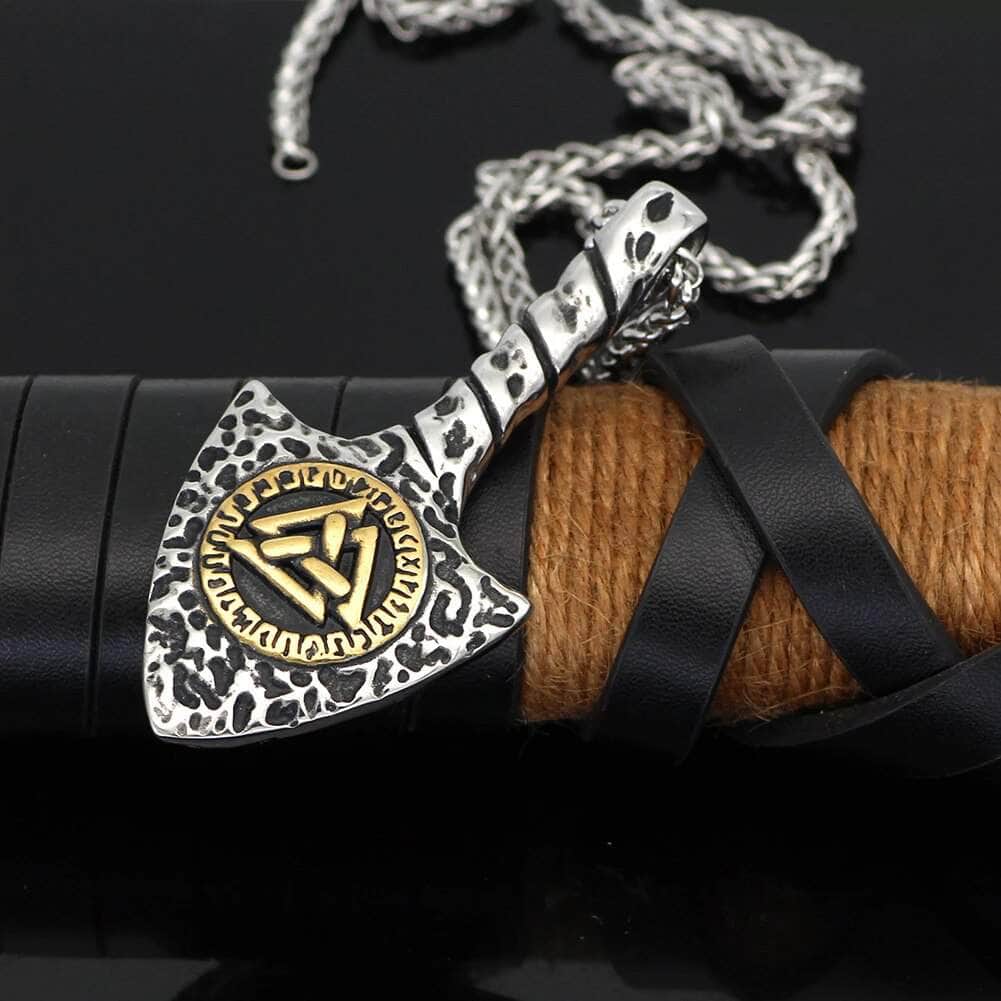 Vikings Runes and Valknut Stainless Steel Necklace Ancient Treasures