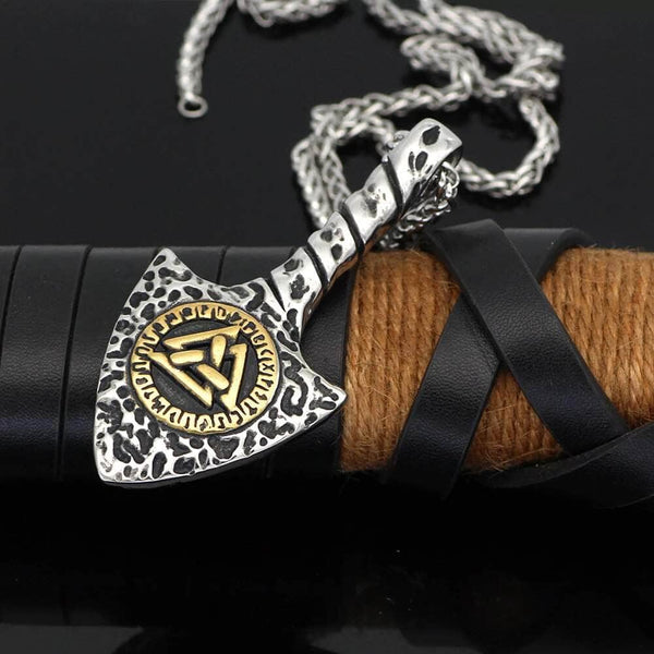 Vikings Runes and Valknut Stainless Steel Necklace Ancient Treasures