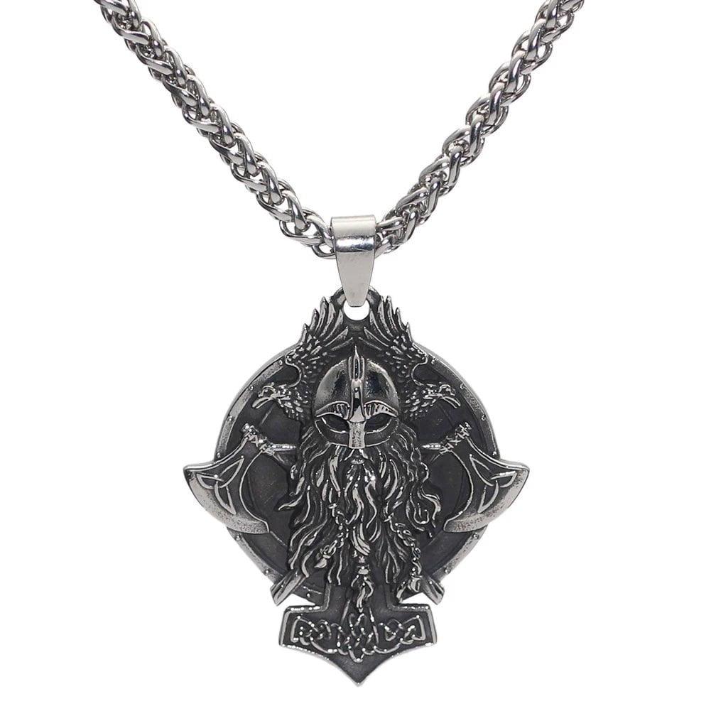 Vikings Warrior and Axe Stainless Steel Necklace