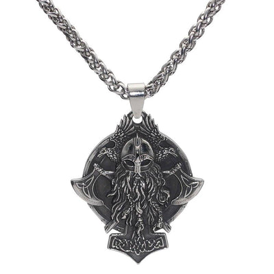 Vikings Warrior and Axe Stainless Steel Necklace