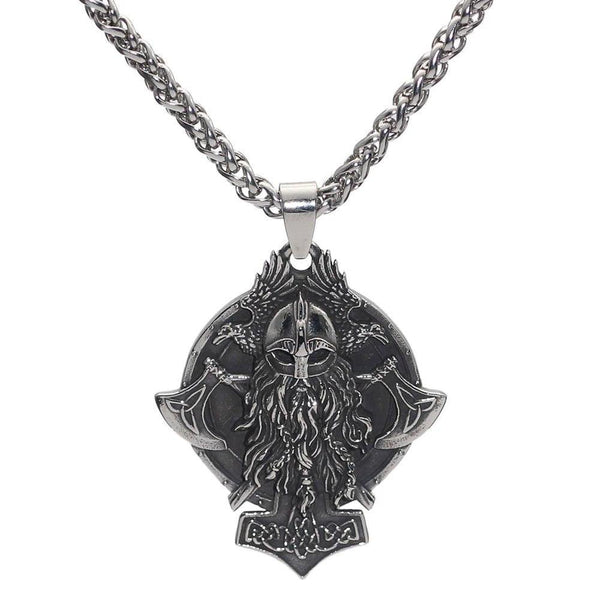 Vikings Warrior and Axe Stainless Steel Necklace