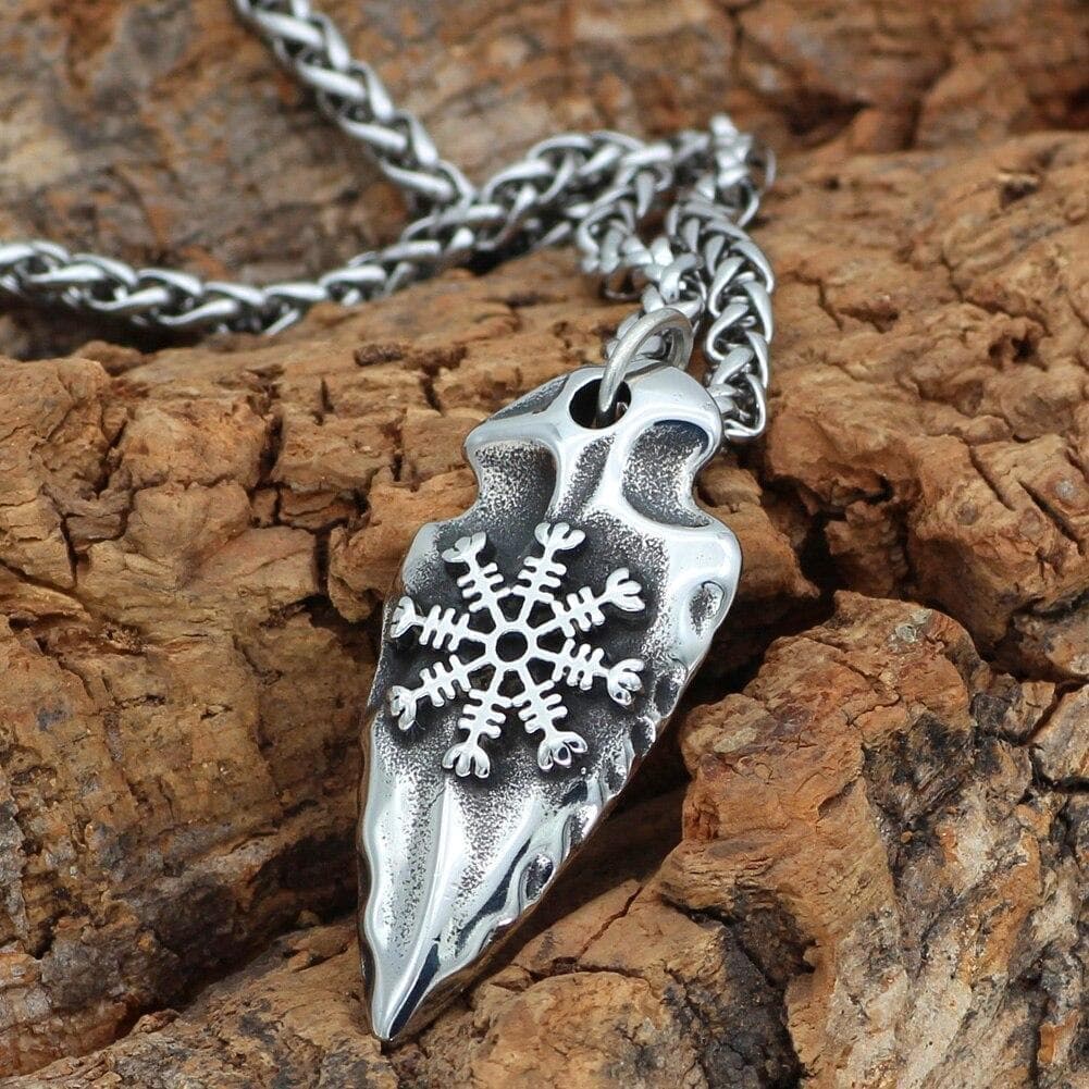 Viking Gungnir with Helm of Awe Stainless Steel Pendant & necklace