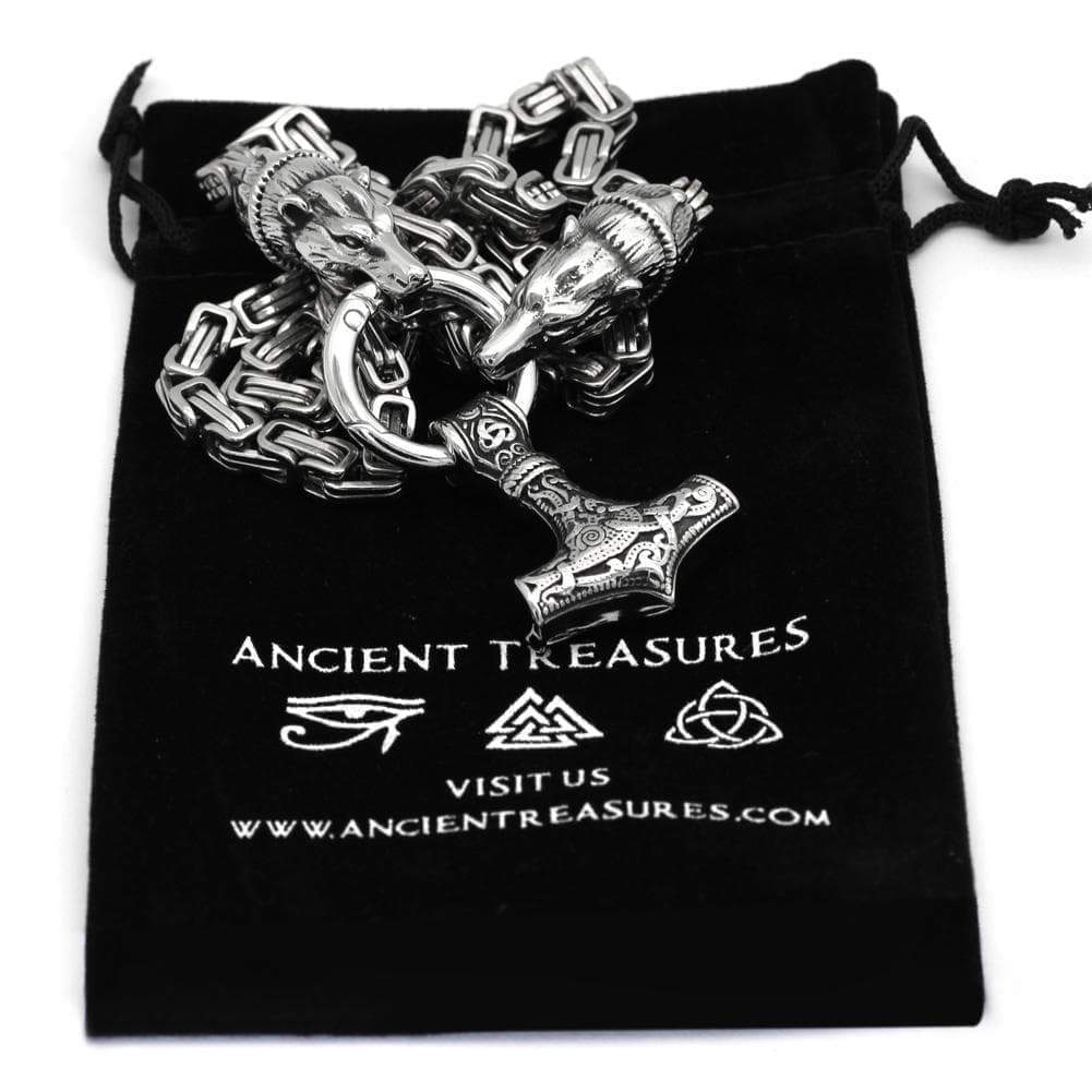 Vikings Geri & Freki Mjolnir King’s Chain Stainless Steel Necklace