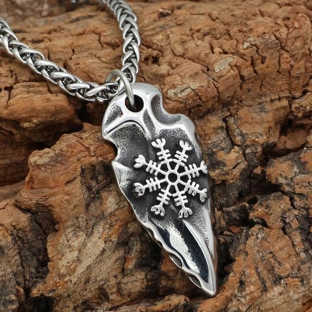 Viking Gungnir with Helm of Awe Stainless Steel Pendant & necklace