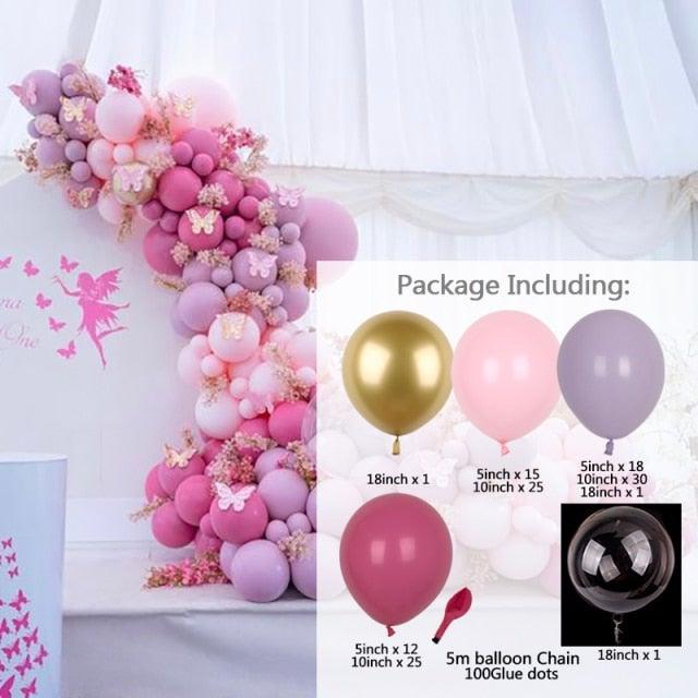 Perfect Set Of Pink Purple Balloon Set Arch Garland Kit For Wedding Birthday Anniversary Balloons For Party Decorations