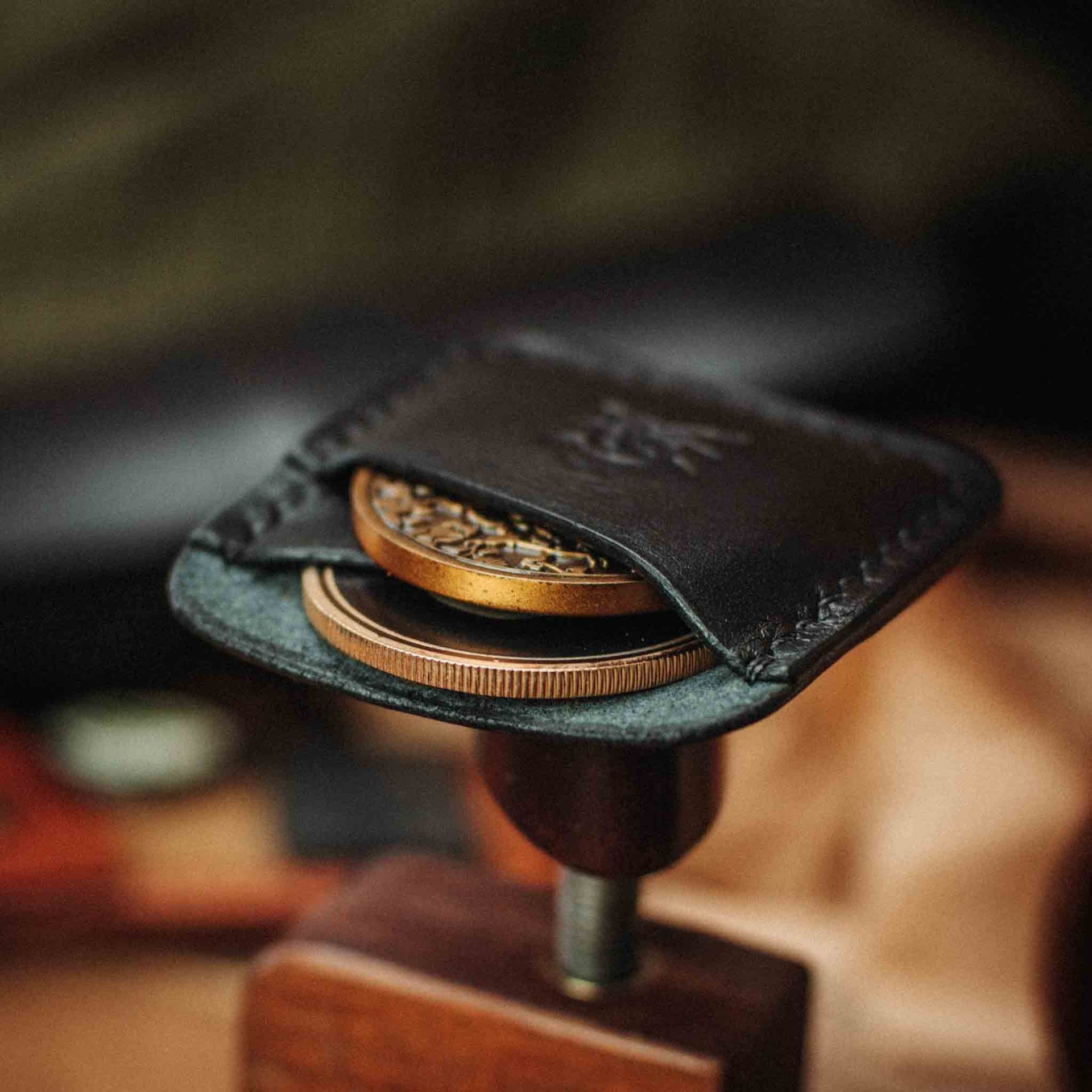 Double Coin Holder - Peso Pocket Duo | Challenge Coin Case | Handcrafted Leather