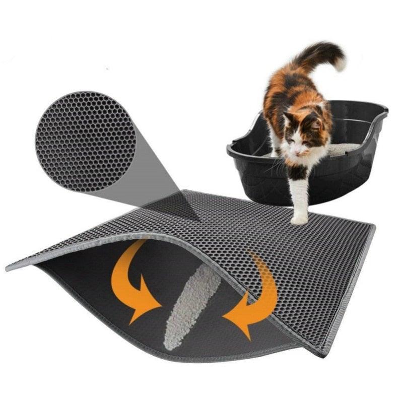 Pet Cat Litter Mat Waterproof Double Layer Cat Litter Trapping Pet Litter Box Mat Clean Pad Products For Cats Accessories Cat Litter Mat Trapping for Litter Box No-Toxic & Super Size  Urine & Waterproof Honeycomb Double Layer Anti Tracking Mats
