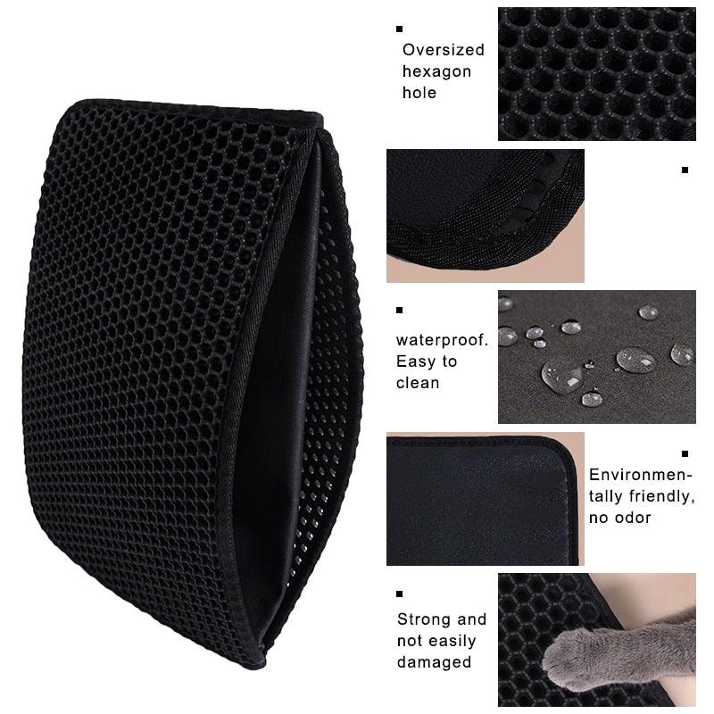 Pet Cat Litter Mat Waterproof Double Layer Cat Litter Trapping Pet Litter Box Mat Clean Pad Products For Cats Accessories Cat Litter Mat Trapping for Litter Box No-Toxic & Super Size  Urine & Waterproof Honeycomb Double Layer Anti Tracking Mats