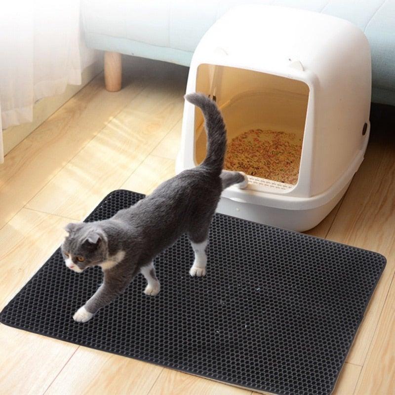 Pet Cat Litter Mat Waterproof Double Layer Cat Litter Trapping Pet Litter Box Mat Clean Pad Products For Cats Accessories Cat Litter Mat Trapping for Litter Box No-Toxic & Super Size  Urine & Waterproof Honeycomb Double Layer Anti Tracking Mats