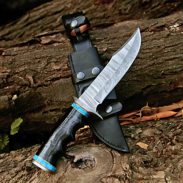 Phantom Hunting & Survival Bowie Knife with Stacked Leather Handle - Gifts for You 'n Me