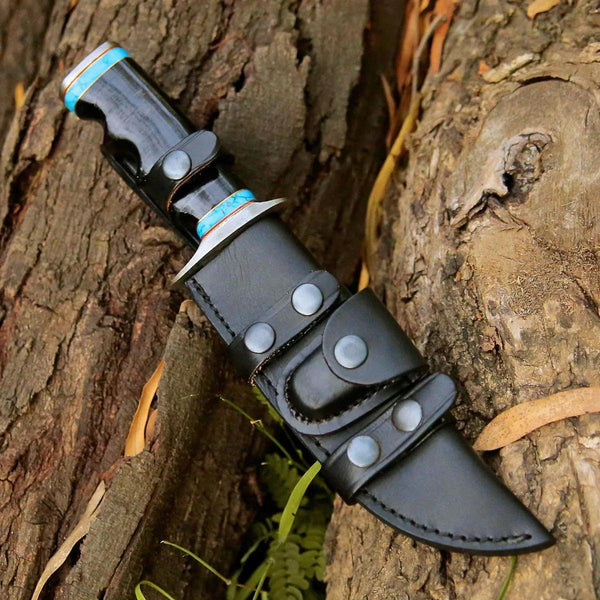 Phantom Hunting & Survival Bowie Knife with Stacked Leather Handle - Gifts for You 'n Me