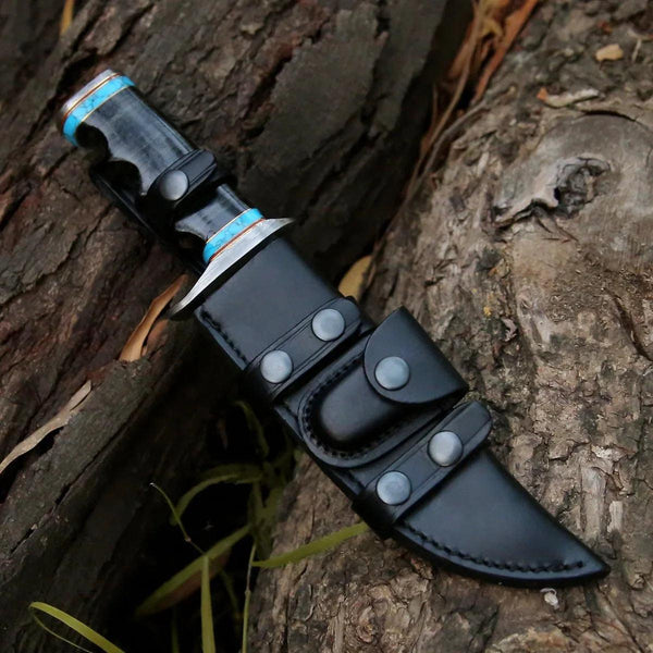 Phantom Hunting & Survival Bowie Knife with Stacked Leather Handle - Gifts for You 'n Me