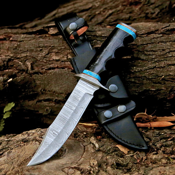Phantom Hunting & Survival Bowie Knife with Stacked Leather Handle