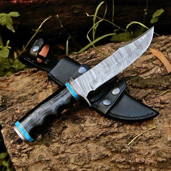 Phantom Hunting & Survival Bowie Knife with Stacked Leather Handle - Gifts for You 'n Me