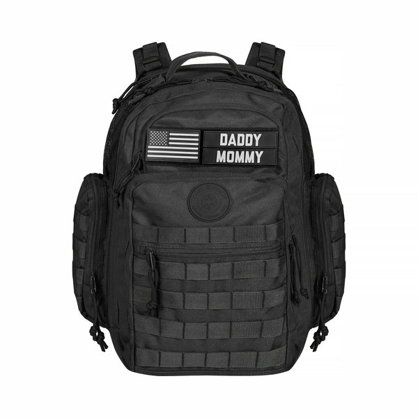 Phil & Jack Dad Diaper Bag Backpack, Baby Diaper Bag with Changing Station, Tactical Military Style, Womens Mens Diaper Bag (Black)