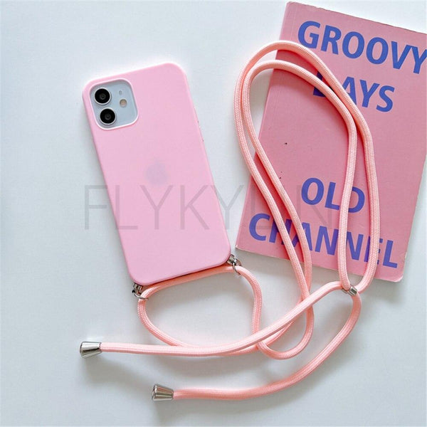 Phone Case  Strap Cord Chain Phone Case For Xiaomi Redmi Note 10 9 10S 9S Pro Max 10 9 9A 9C Cover Mi POCO X3 NFC Pro 12 Pro 11 Lite Crossbody Case Soft Matte Phone Holder with Neck Strap