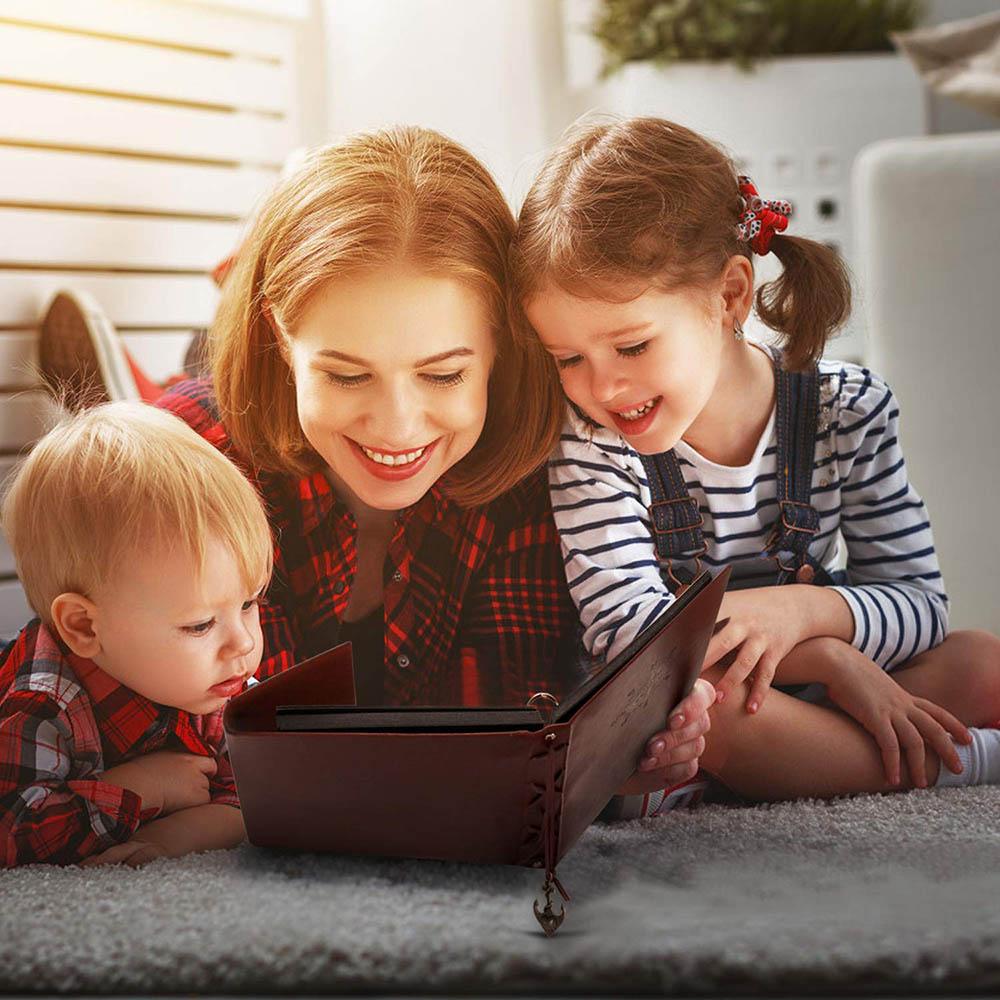 Photo Album Vintage Leather with Black Page DIY Scrapbook Album Photo Sticker Paper Photo Album Scrapbook Paper Baby Family Scrapbook Albums Christmas Birthday Wedding Valentines Gift