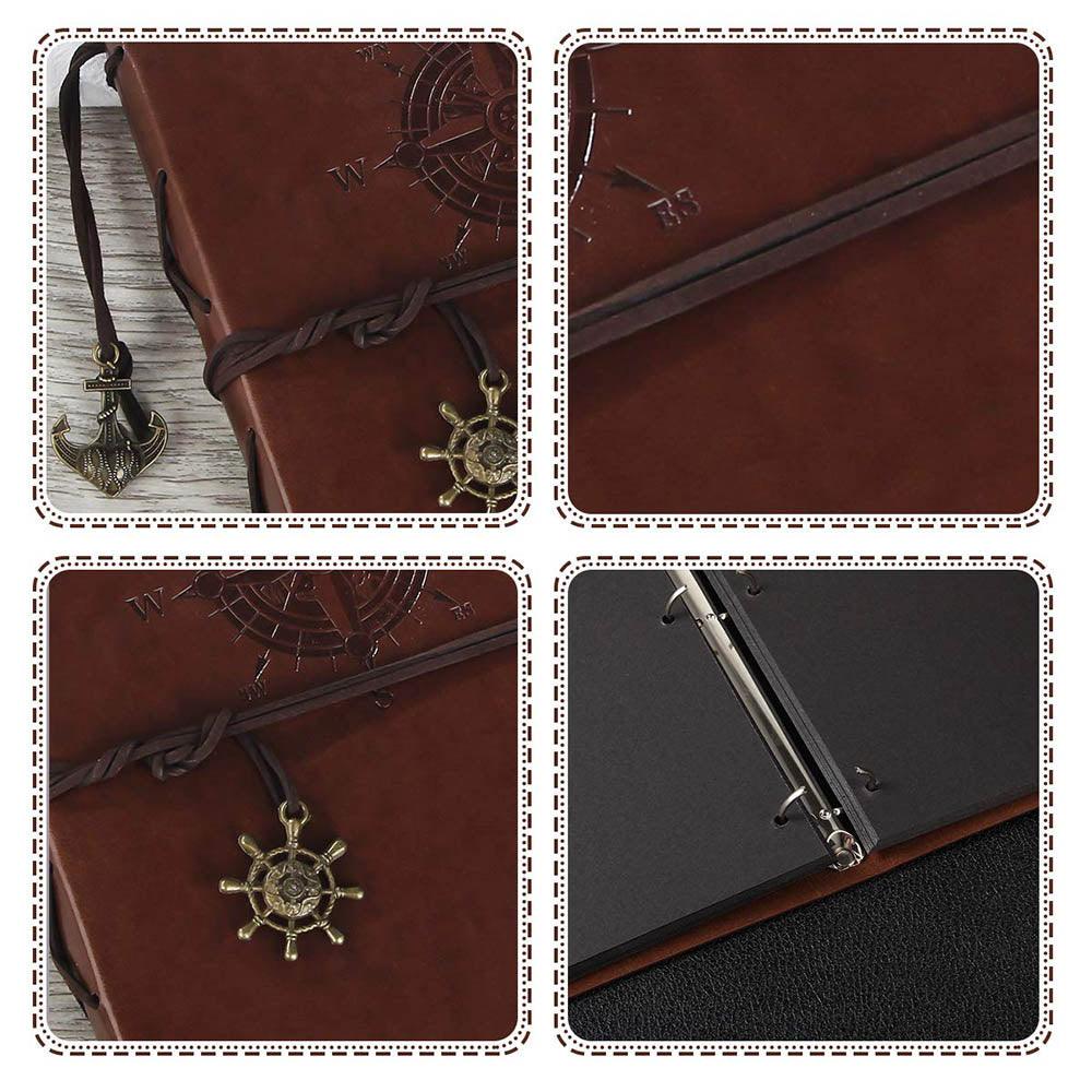 Photo Album Vintage Leather with Black Page DIY Scrapbook Album Photo Sticker Paper Photo Album Scrapbook Paper Baby Family Scrapbook Albums Christmas Birthday Wedding Valentines Gift