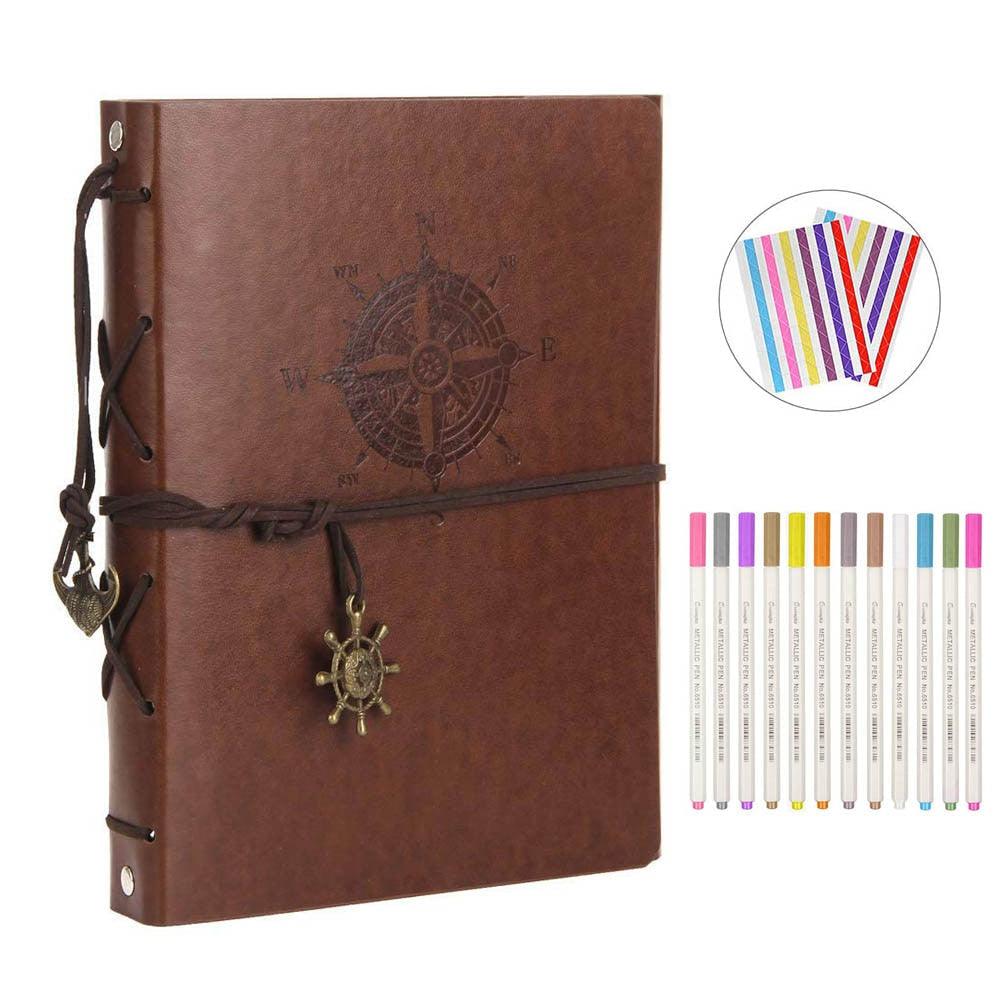 Photo Album Vintage Leather with Black Page DIY Scrapbook Album Photo Sticker Paper Photo Album Scrapbook Paper Baby Family Scrapbook Albums Christmas Birthday Wedding Valentines Gift