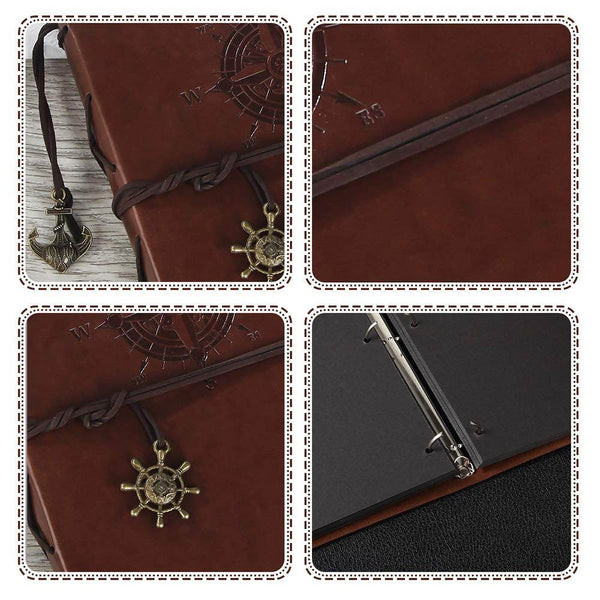 Photo Album Vintage Leather with Black Page DIY Scrapbook Album Photo Sticker Paper Photo Album Scrapbook Paper Baby Family Scrapbook Albums Christmas Birthday Wedding Valentines Gift