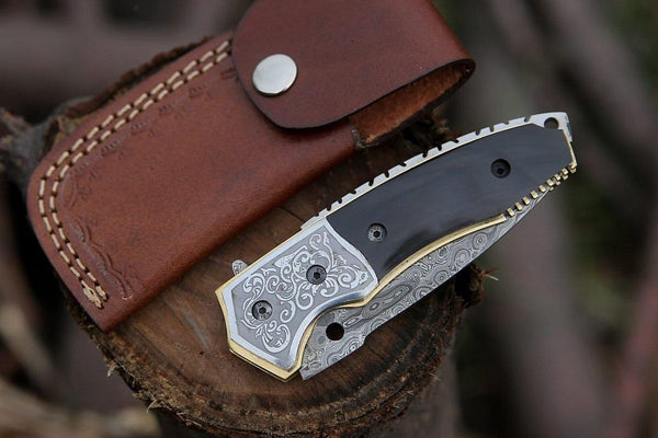 Photon Pocket Knife with Bull Horn Handle