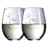 Set of 2 Zodiac Sign Wine Glasses with 2 Wooden Coasters by The Wine Savant - Astrology Drinking Glass Set with Etched Constellation Tumblers for Juice, Water Home Bar Horoscope Gifts 18oz (Pisces)