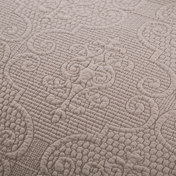 DaDa Bedding Taupe Beige Sand Dollar Floral Quilted Cotton Pillow Sham - 1-Piece  (JHW585)